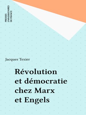 cover image of Révolution et démocratie chez Marx et Engels